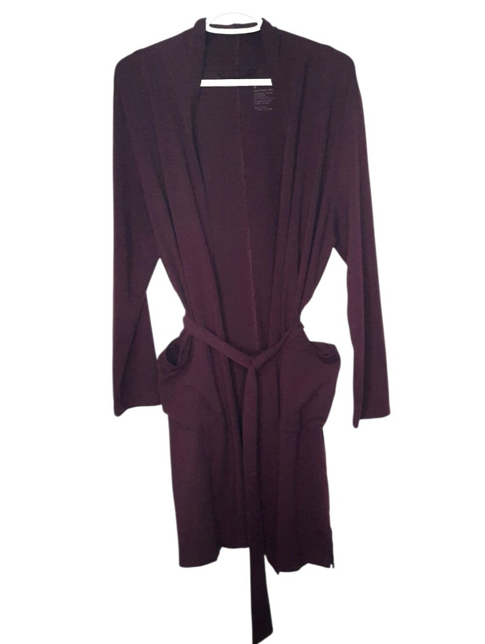 Pact Organic Cotton Cool Stretch Lounge Duster Robe Cardigan Plum Womens Size L